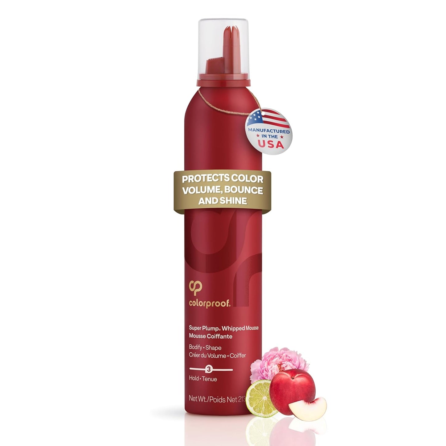 Colorproof Super Plump Whipped Hair Mousse - Volume & Color Protection | 7.5 Fl. Oz. - White Nectarine & Peony Scent