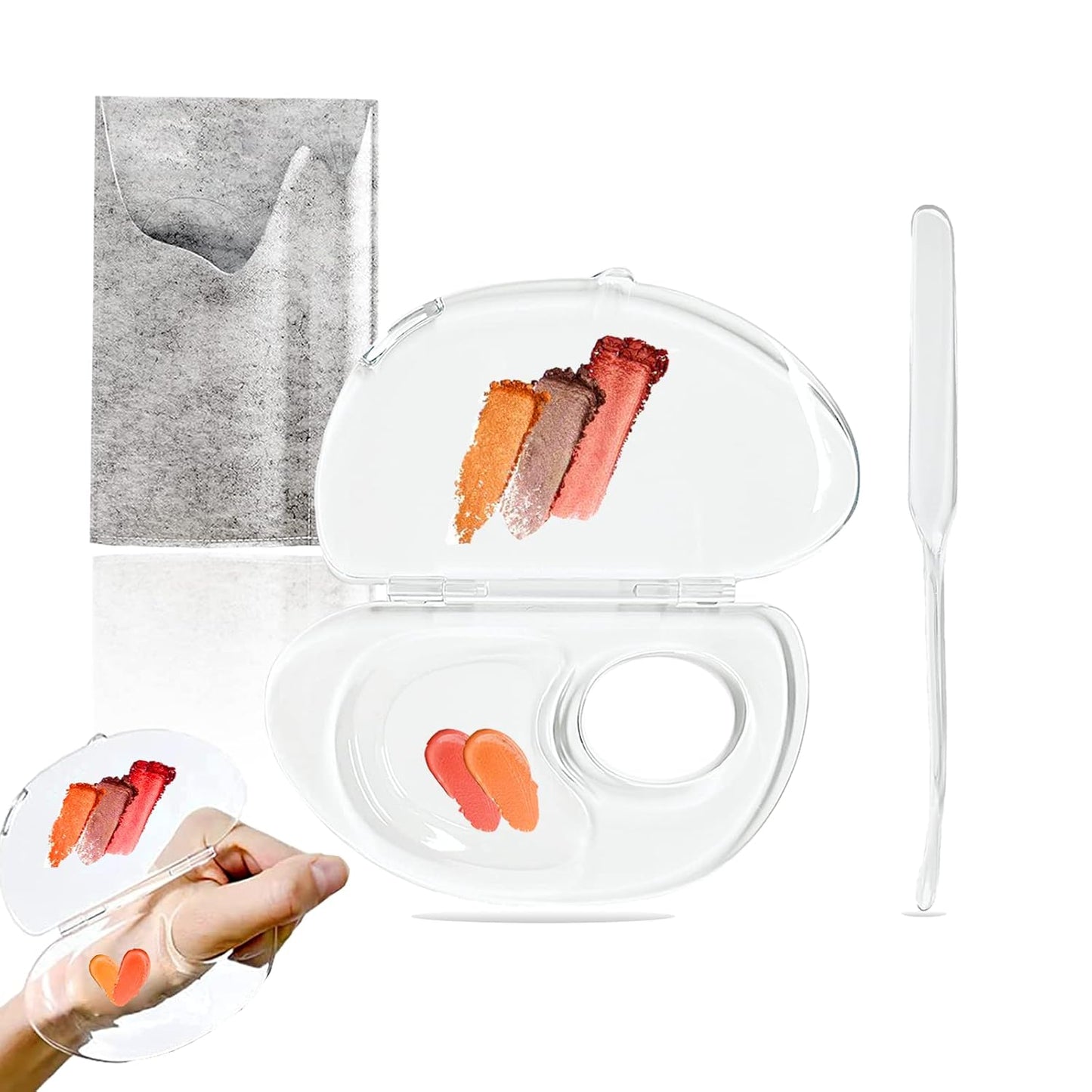 Acrylic Makeup Mixing Palette - 180 Degree Folding Design with Spatula & Felt Bag | Transparent Foundation Tool