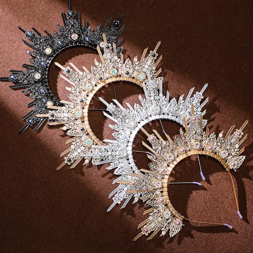 Gold & Purple Sun Halo Crown Headband for Festivals & Cosplay