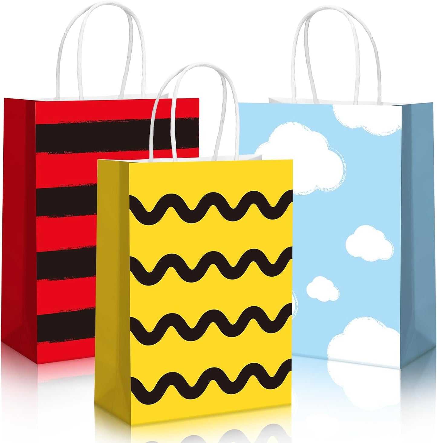Cartoon Dog Party Supplies - 24 Pcs Gift Bags with Handles | Red Dog House Design, 8 x 6 x 3 Inch
