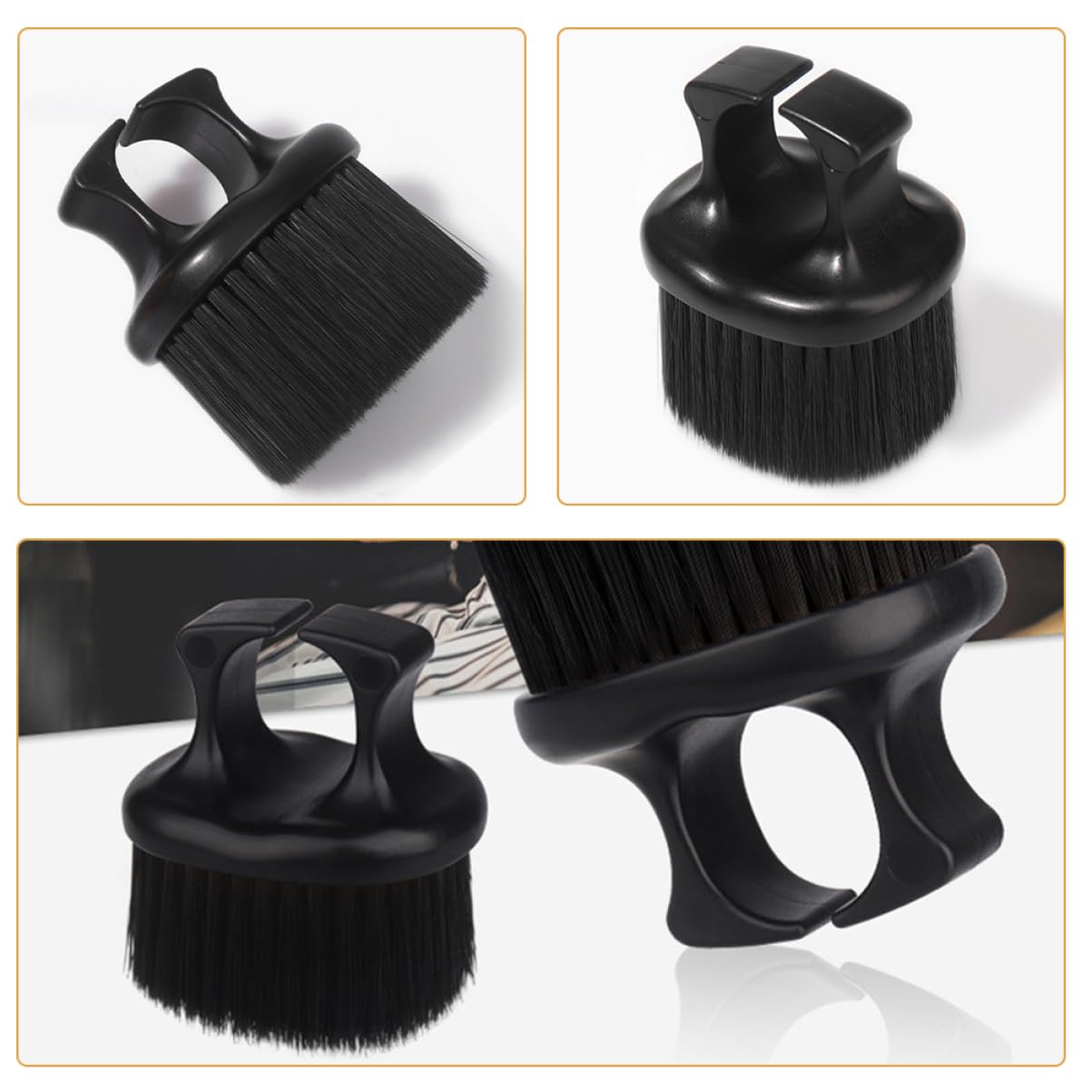 MUSISALY 2 Pcs Beard Grooming Brushes for Men Retro Knuckle Barber Brush Set with Nylon Bristles for Hair Styling and Razor Cleaning
