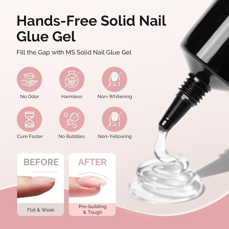 Short Almond Gel Nail Tips Kit - 300 Pcs Pre-Built Apex Fake Nails | Half Matte Full Cover Acrylic, Strong & Long-Lasting