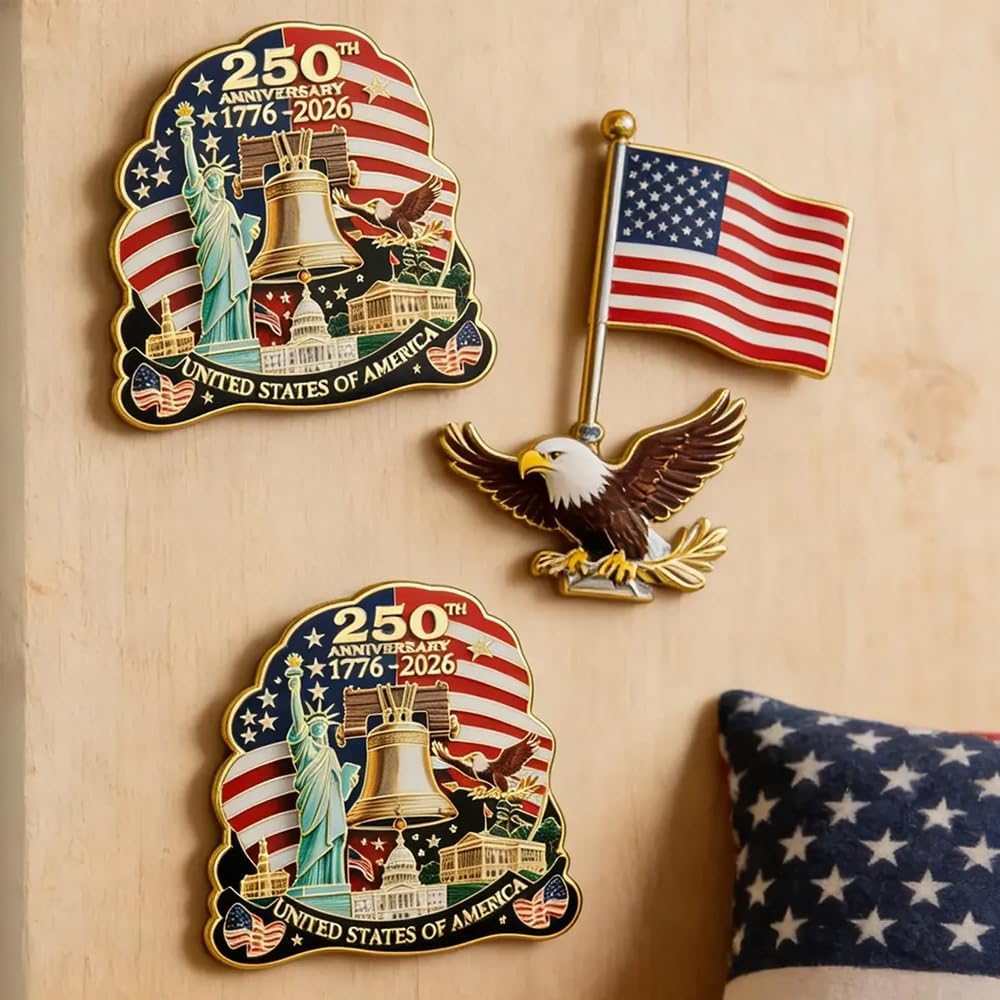 Statue of Liberty Refrigerator Sticker - 250th Anniversary American Flag Decal | Independence Day Decor