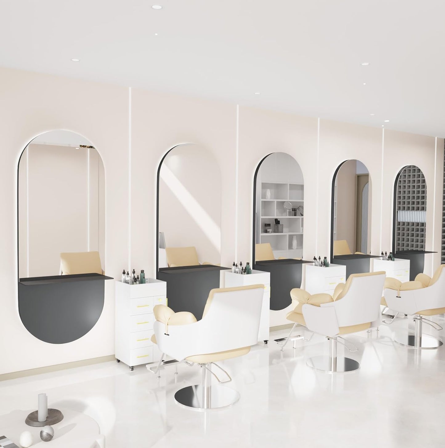 Full Length Wall Mount Mirror - Large Metal Makeup Mirror with Shelf | 69" for Salon, Barbershop, Spa, Bedroom, Bathroom