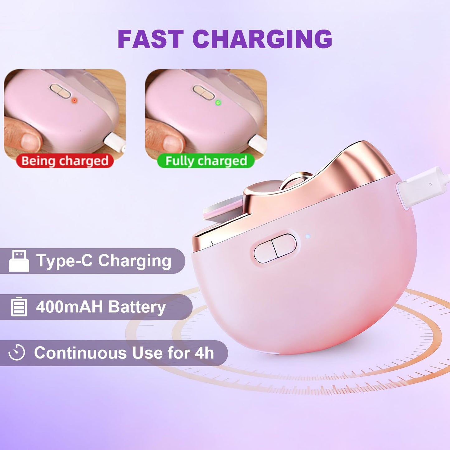 Electric Nail Clipper, 2 in 1 Electric Nail Clippers for Seniors and Adults, Baby Automatic Nail Clipper with Polishing, Light & Storage, Smart Nail Clipper 2-Speed for Fingernail (Pink)