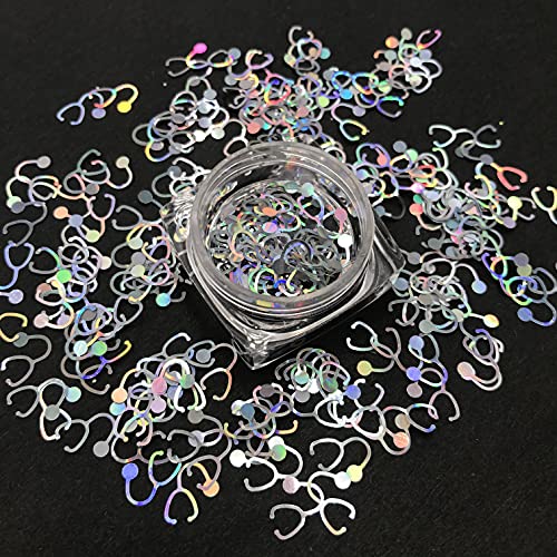 PrettyG Stethoscope Shape Holographic Glitter Sequins for Face & Body Makeup, Nails & Rave Art, 10g Pack