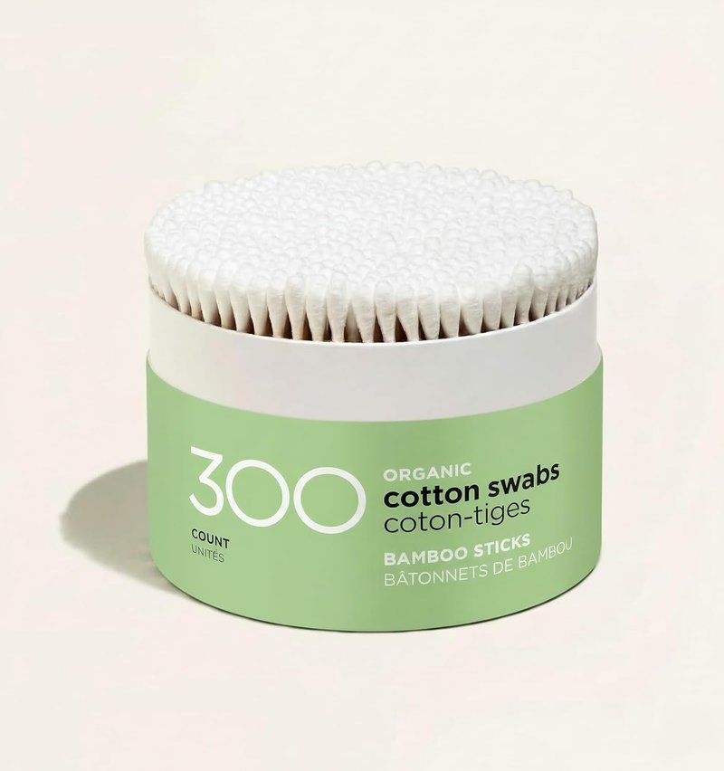 Organic Bamboo Cotton Swabs - Eco-Friendly Biodegradable Sticks | 300 Count for Makeup, Baby Care & Cleaning