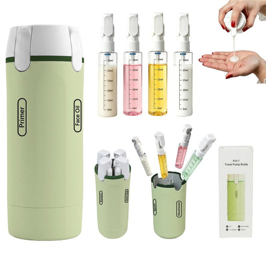 EASYFORALL 4 in 1 Travel Dispenser Bottle,4 Pack 30ML Travel Bottles for Toiletries, Leak Proof Travel Size Containers (Green)