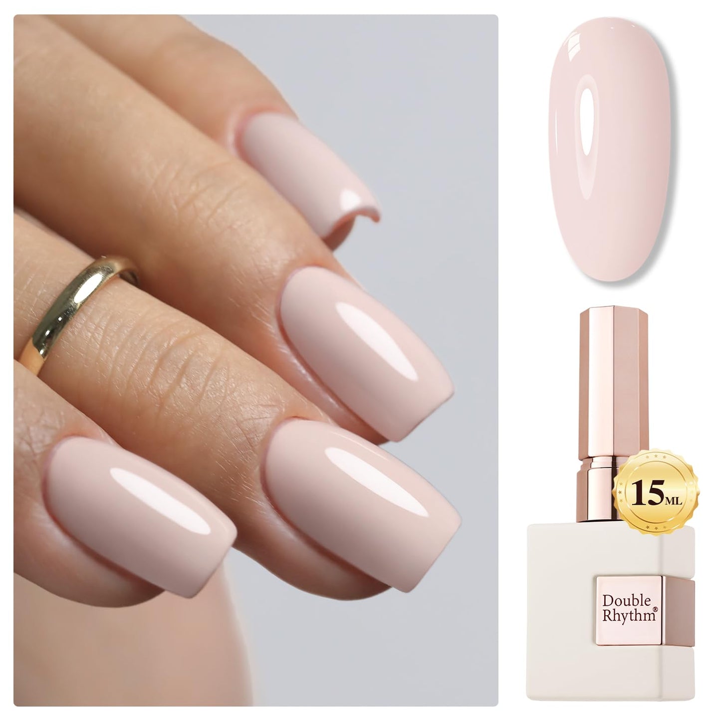 Gel Nail Polish - Double Rhythm 15ML Pearl White Soak Off for Art Manicure | DIY at Home