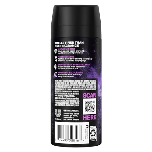 AXE Purple Patchouli Premium Body Spray - 72H Freshness, Aluminum-Free - 4 oz