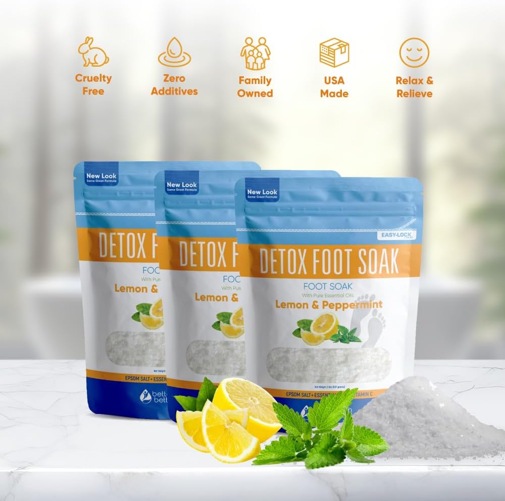 Detox Foot Soak - Epsom Salt Soothing Soaks with Essential Oils | 3 Pack, 6 Lbs Total