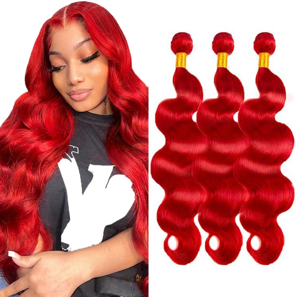30 32 34 Inch Wine Red Bundles Red Body Wave Bundle Mixed Length Brazilian Virgin Burgundy Body Wave Bundles Hair Extensions