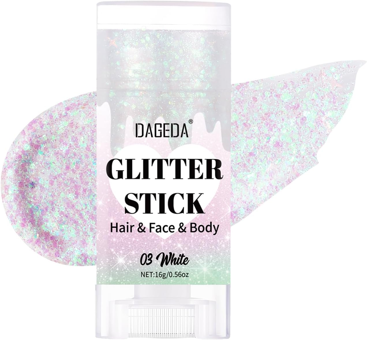 Red White Blue Body Glitter Stick - Sparkly Face Glitter Makeup for 4th of July | Shimmer Face Paint Stick