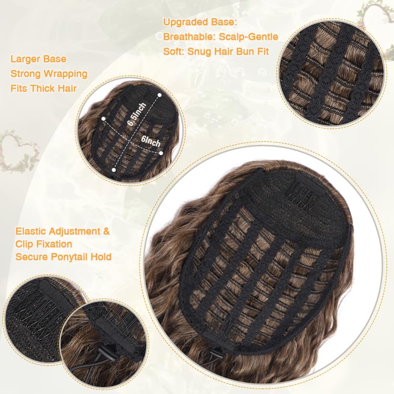 Q-siwuu 24'' Rich Brown Curly Drawstring Ponytail Extension for Women