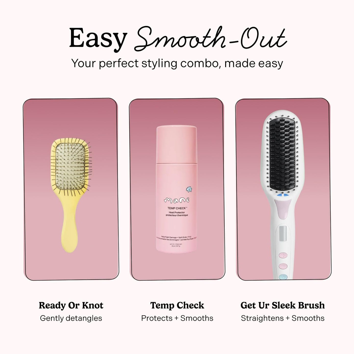 Mane Ready or Knot Detangling Curly Hair Brush - Anti-Static Metal Bristle Hair Brush for Straightening, Smoothing & Fighting Frizz - Provides Scalp with a Gentle Massage