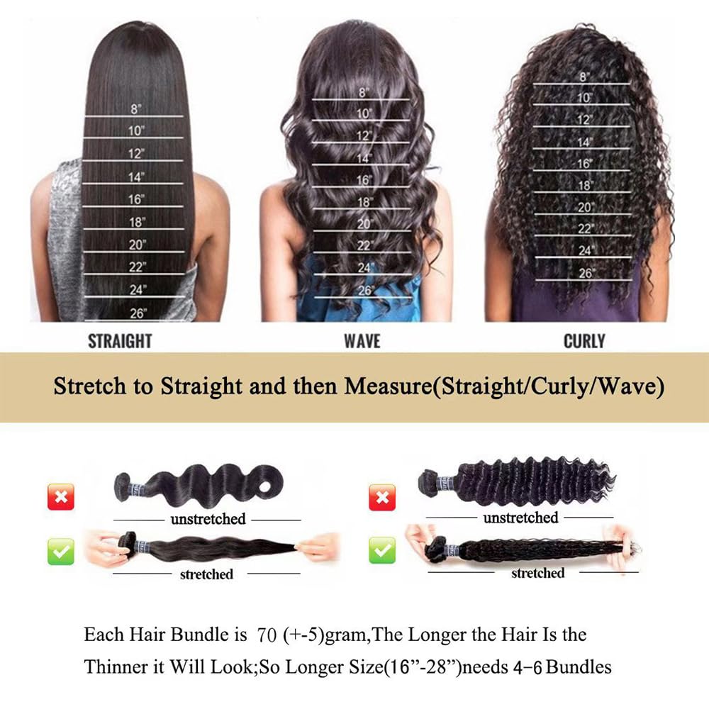 Deep Wave Human Hair Bundles 12 14 16 Inch Curly Bundles Human Hair Weave 100% Unprocessed Brazilian Virgin Remy Hair Wet and Wavy Hair Extensions for Women Natural Black Raw Weft