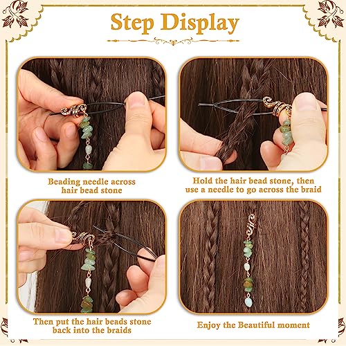 80 Pcs Natural Crystal Stone Hair Jewelry Set for Braids