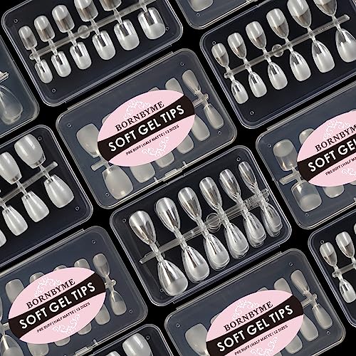 BORNBYME Extra Short Almond Soft Gel Nail Tips 120PCS Full Cover False Nails
