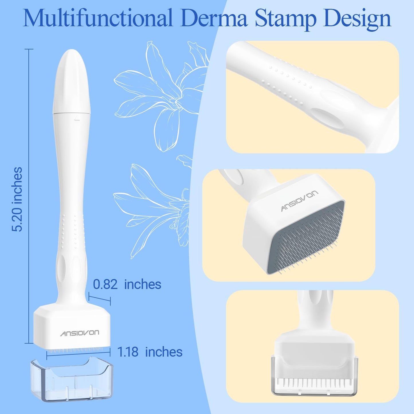 Microneedling Stamp - ANSIOVON Derma Stamp for Hair, Face & Scalp | At-Home Dermastamp for Men & Women