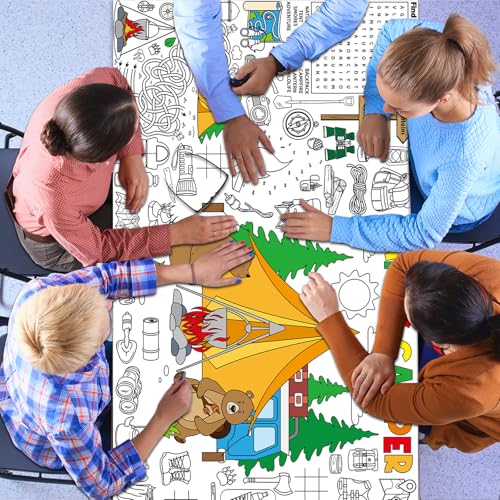 Naozinebi Giant Coloring Poster for Kids - Camping Fun 71x36 in