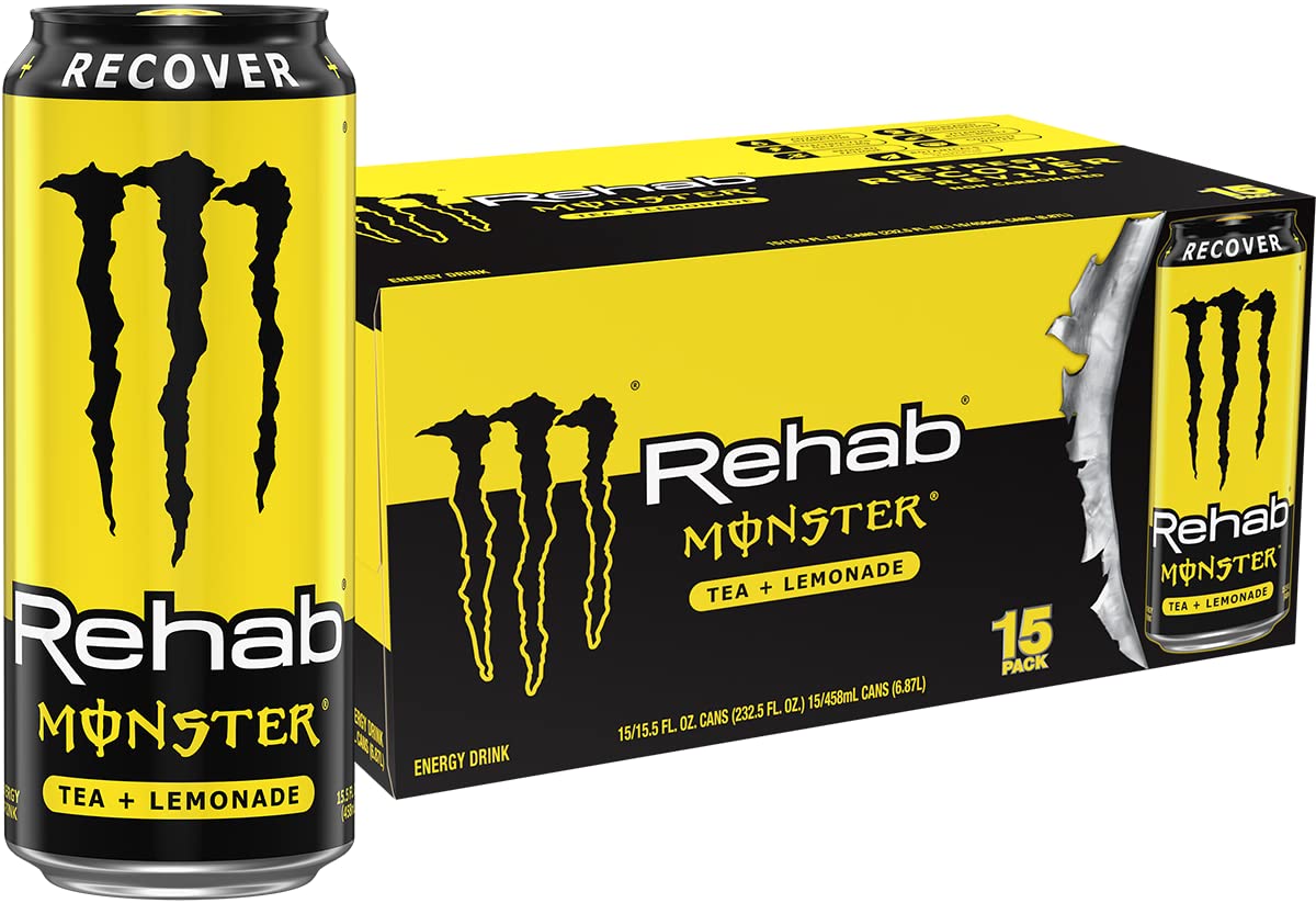 Monster Rehab Iced Tea - Lemonade Energy Drink, 15.5 Ounce | Refreshing Energy Boost