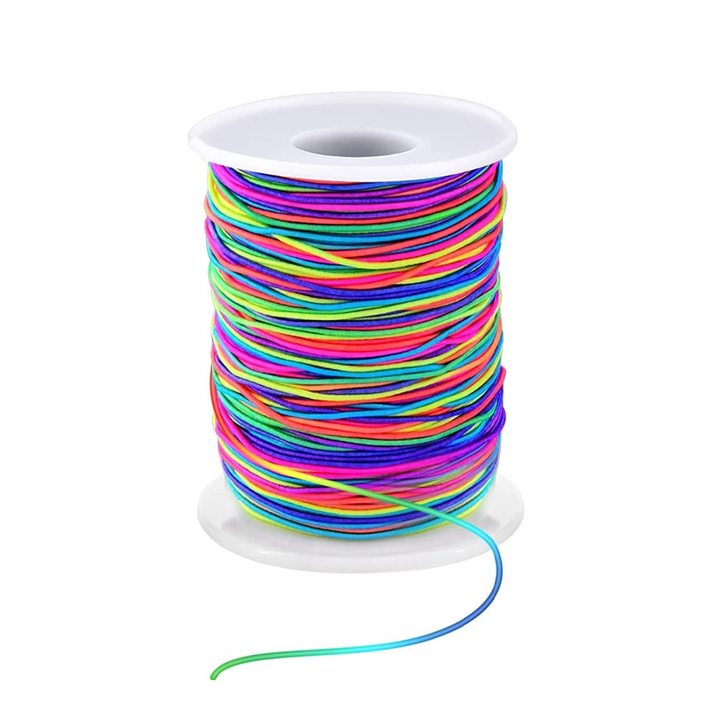 LUSTEMBER 1mm Stretchy Bracelet String, Sturdy Rainbow Elastic String Elastic Cord for Jewelry Making, Necklaces, Beading and Crafts