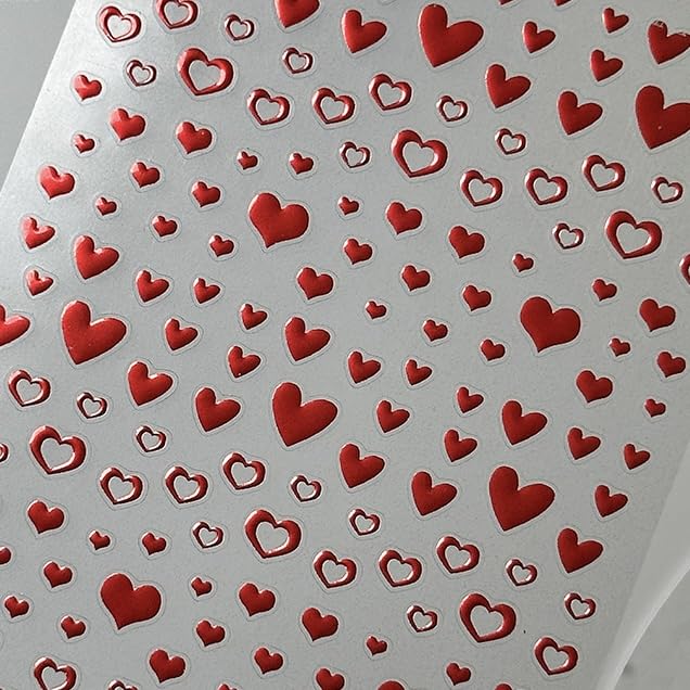 Phuryllic Valentine’s Day Red Heart 3D Nail Stickers & Charms - Love Heart