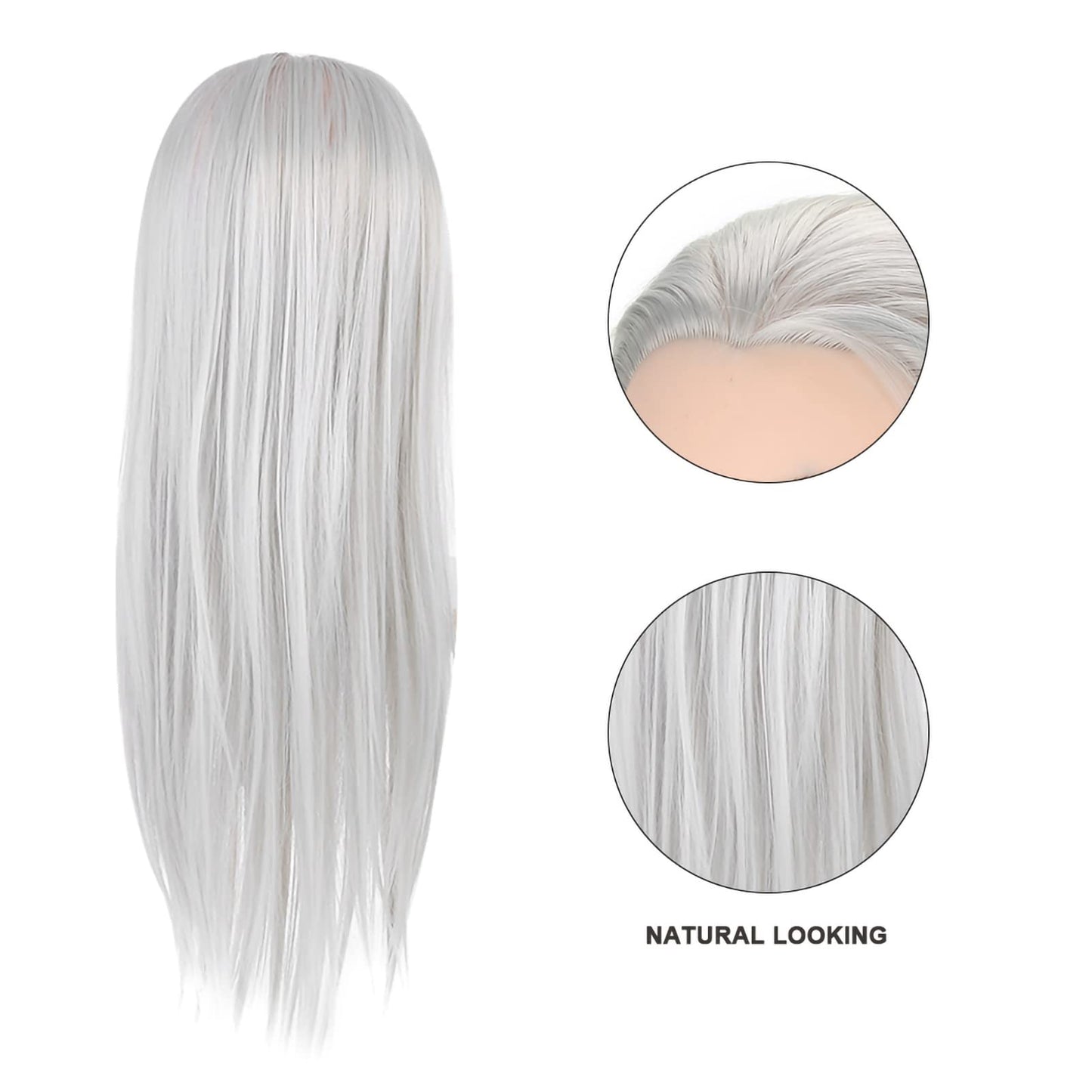 Training Head Mannequin Dolls for Hair Practice, Cosmetology Hairdressing Salon Tool with Thick 66cm High - Temperature Fiber and 30% Human Hair, Dark Gray or Light Gray for (ET-172#)