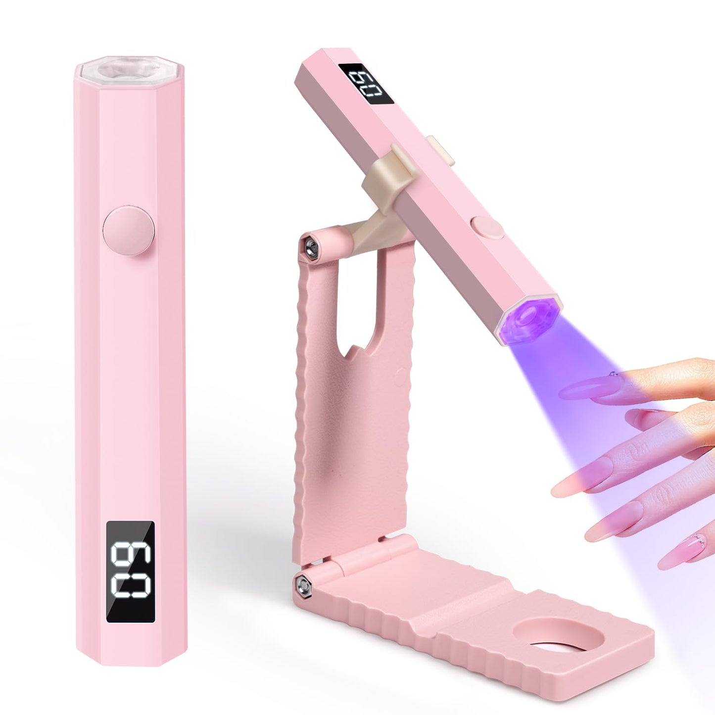 krofaue Mini Handheld UV Nail Light with Stand, Portable Flash Cure