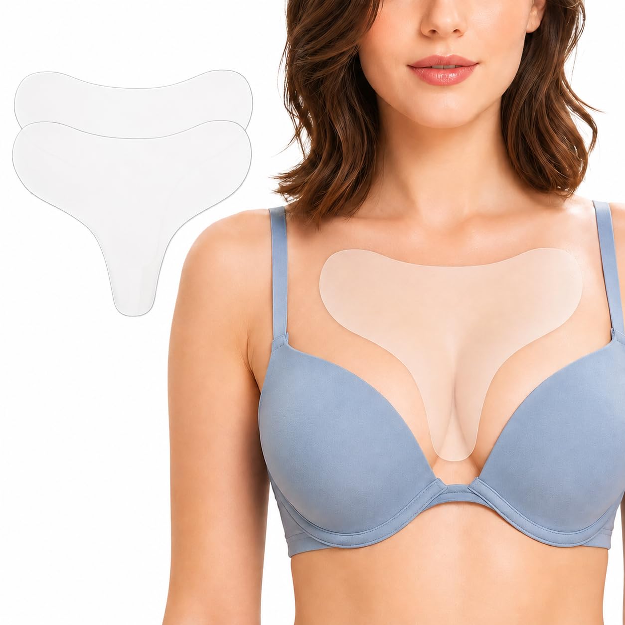 GETPUNA Chest Wrinkle Patches 2 Pack, Reusable Silicone Pads for Décolleté & Cleavage, Overnight Anti Wrinkle for Side Sleepers