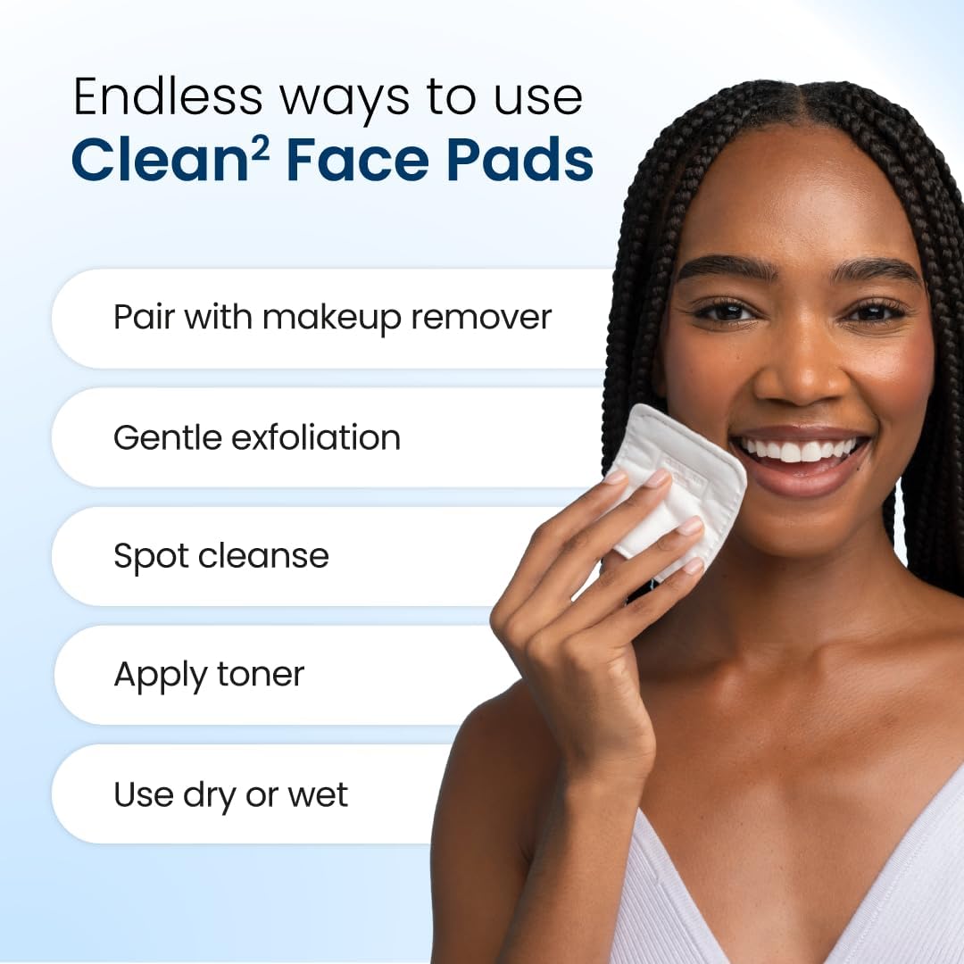 Clean Skin Club Clean² Pads 2.0 - Ultra Soft Organic Disposable Face Pads | Textured Triple Layers, No Shedding or Tearing