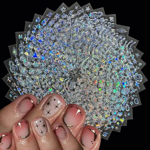 WUHCIM Style-14 Aurora Holographic Nail Stickers Set 30 Sheets Bohemian Designs