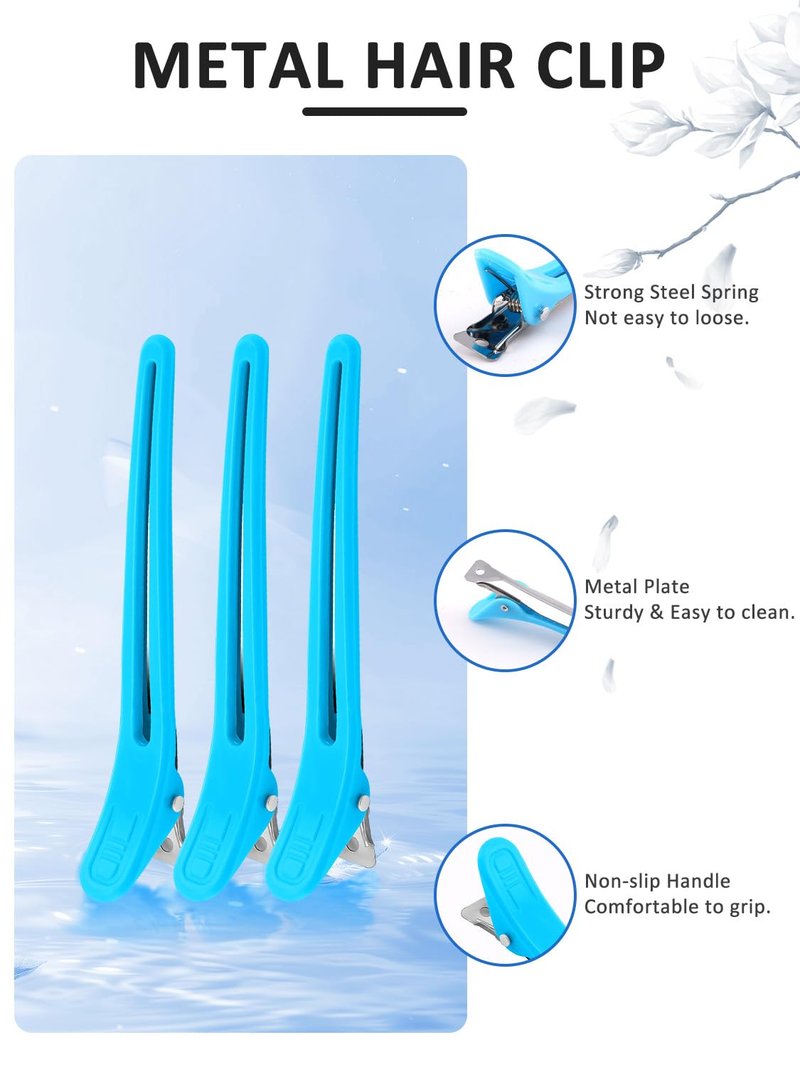 19PCS Hair Bleach Dye Kit - Complete Set with Brush, Bowl, Clips | Ideal for Home Hair Coloring & Highlighting (Blue)