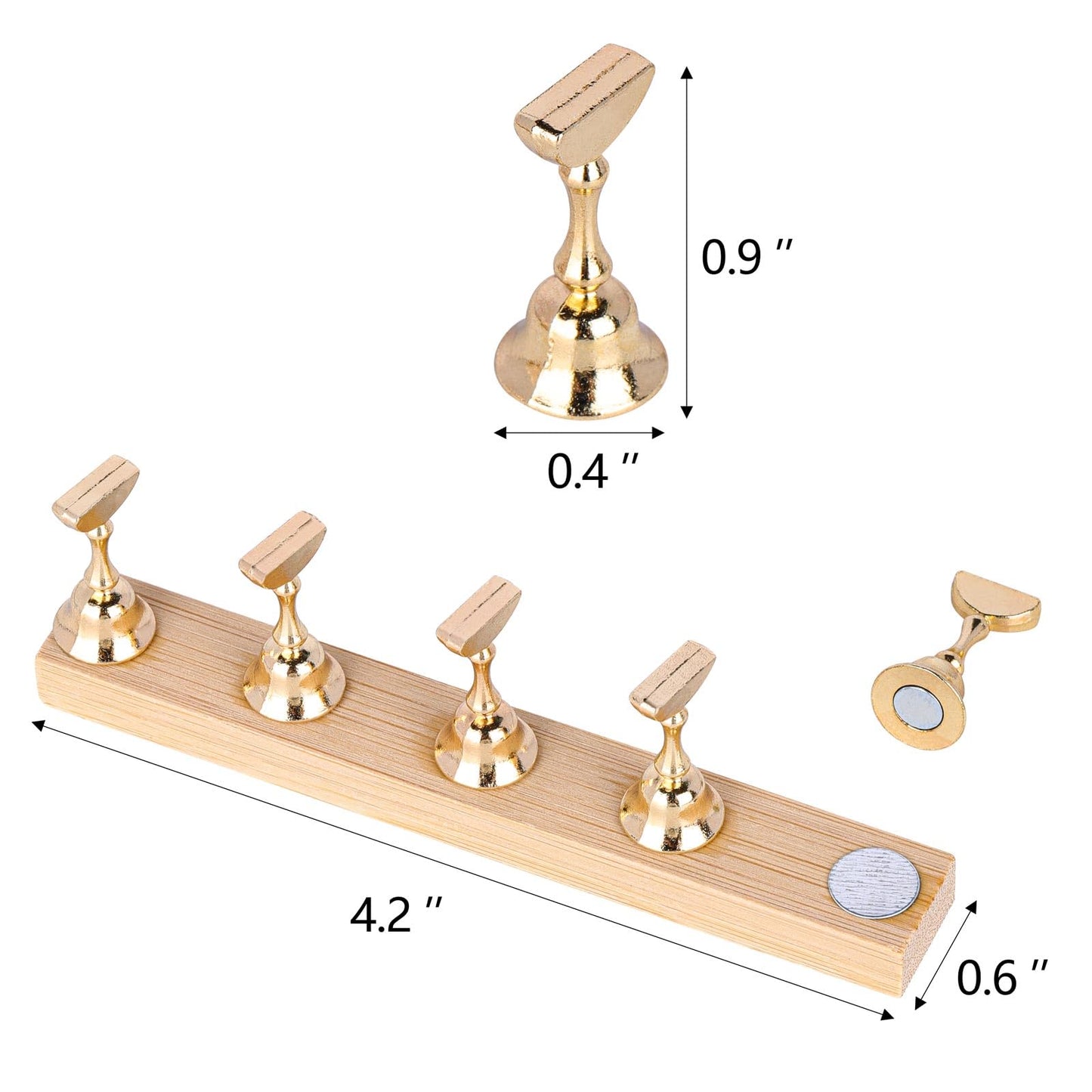 Tbestmax 4 Sets Nail Stand for Press on Magnetic Nail Tip Holder Nails Art Display Stand Wood Fake Nail Holder