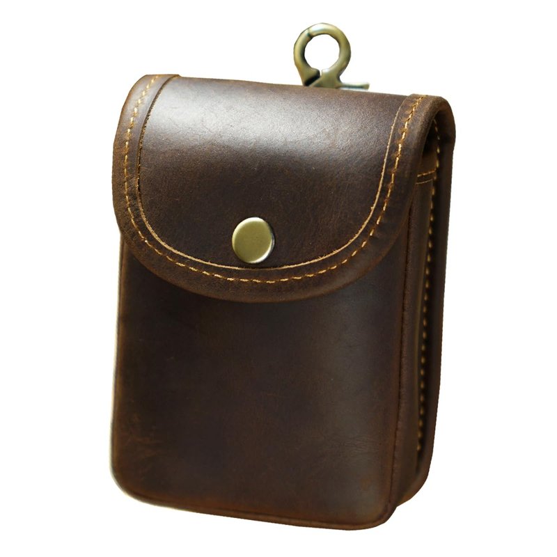 aolaso Holster Pouch, Durable Leather EDC Waist Bag for Coins, Car Keys, Headphones-Leather Double Deck Playing Card Case Fits Poker and Bridge Size Cards,