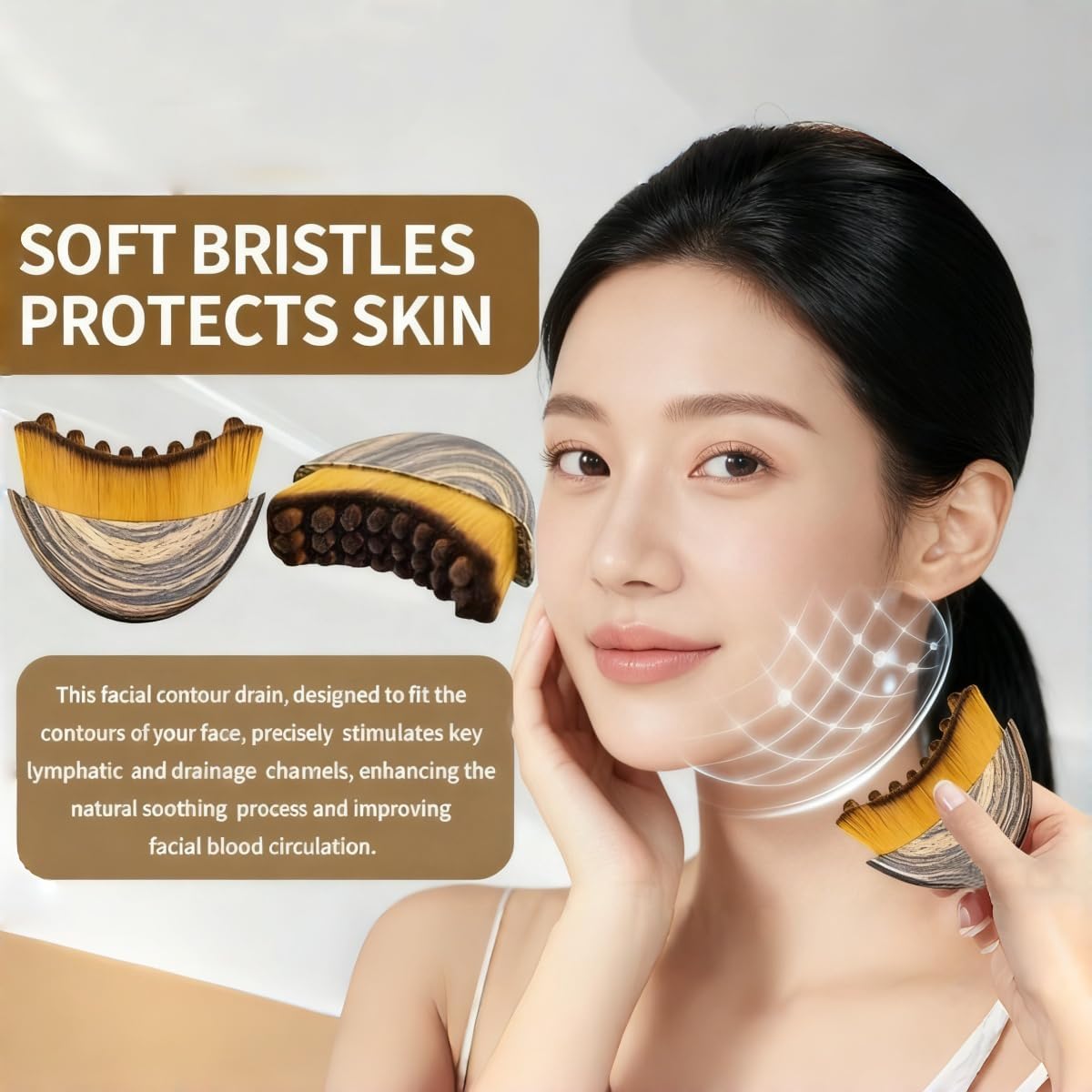 Lymphatic Contour Face Brush Set - Ergonomic Dry Brushing Massager for Jawline Sculpting | 2pcs
