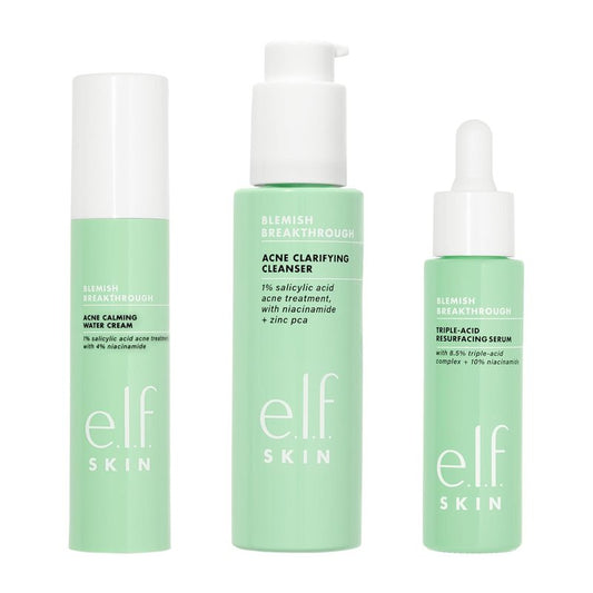 e.l.f. SKIN Blemish Breakthrough Routine | Calming Water Cream, Clarifying Cleanser & Triple-Acid Serum - Vegan & Cruelty-Free