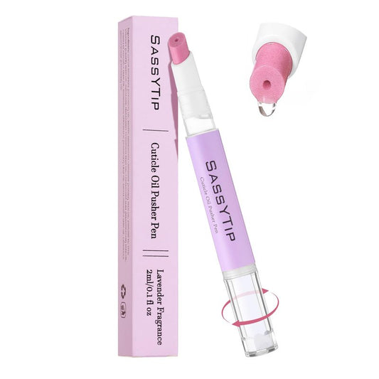 SASSYTIP Cuticle Oil Pusher Pen 2-in-1 Clean & Moisturize | Removes Dead Skin & Dirt from Nail Edges | Nourishing Jojoba & Almond Oils | At-Home or On-the-Go Manicure for Women & Men (Lavender)