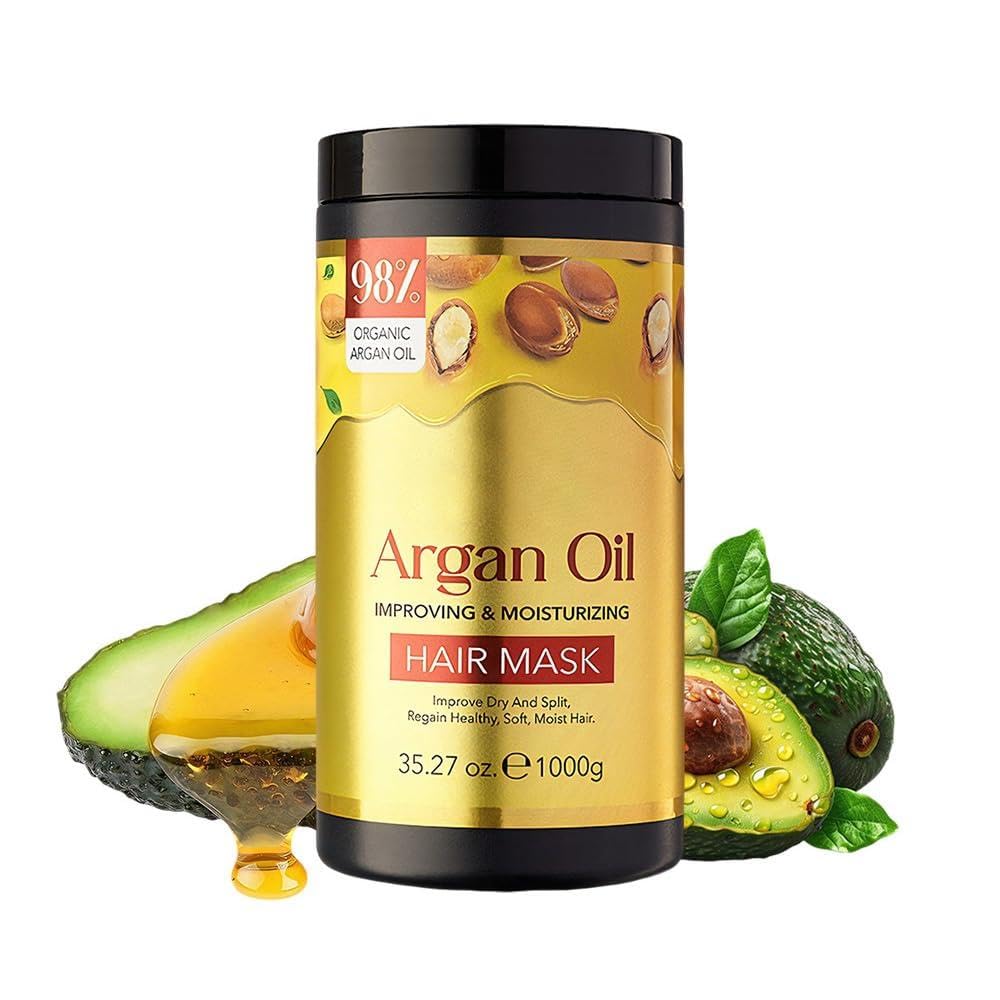 Argan Oil Hair Mask - Deep Conditioning Treatment for Damaged Hair | Anti-Frizz & Hydration - 35 oz