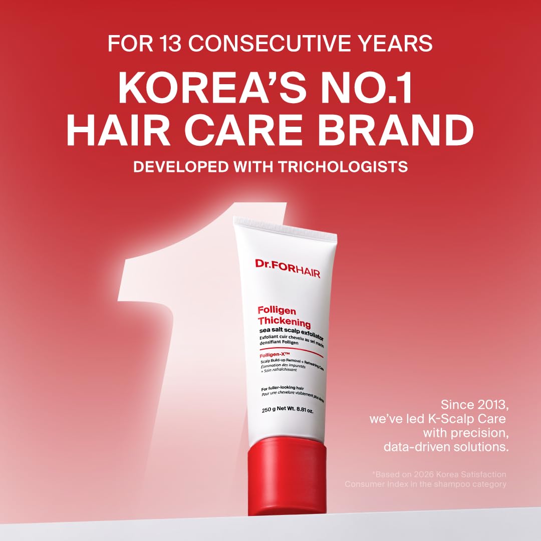 Dr.FORHAIR Folligen Thickening Scalp Sea Salt Exfoliator 8.81 oz | Korean Scalp Care | Exfoliating Scrub | Removes Build-Up & Oil | Helps Create Thicker, Fuller-Looking Hair