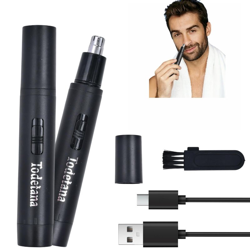 Todetana Nose Hair Trimmer for Men & Women, Painless Electric Nose & Ear Hair Trimmer, 360° Precision Trimming, USB Rechargeable, Easy Clean, Portable Grooming Tool, 2 Pack