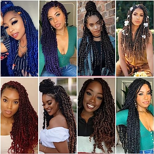 14 Inch Blue Passion Twist Crochet Hair - 6 Packs T1B/Blue#