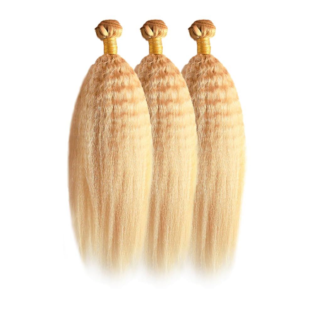 14 16 18 Inch P30/613 Highlight Blonde Bundles Human Hair 3 Bundles Brazilian Remy Hair 50 Grams/Bundle 10A Grade Unprocessed Virgin Hairs Yaki Straight Bundle Weaves Extensions