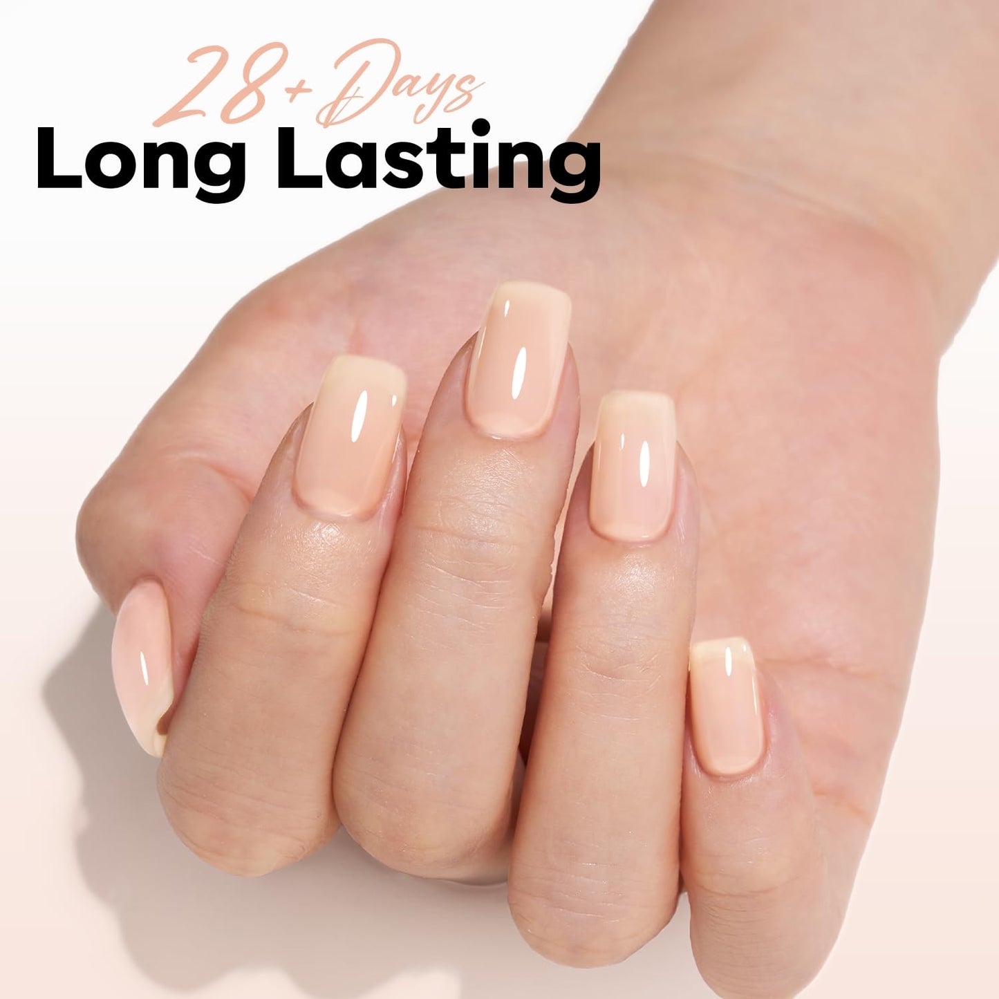 Nude Gel Nail Polish - Translucent Pink Jelly Soak Off | 15 ML for Natural Valentine's Nails