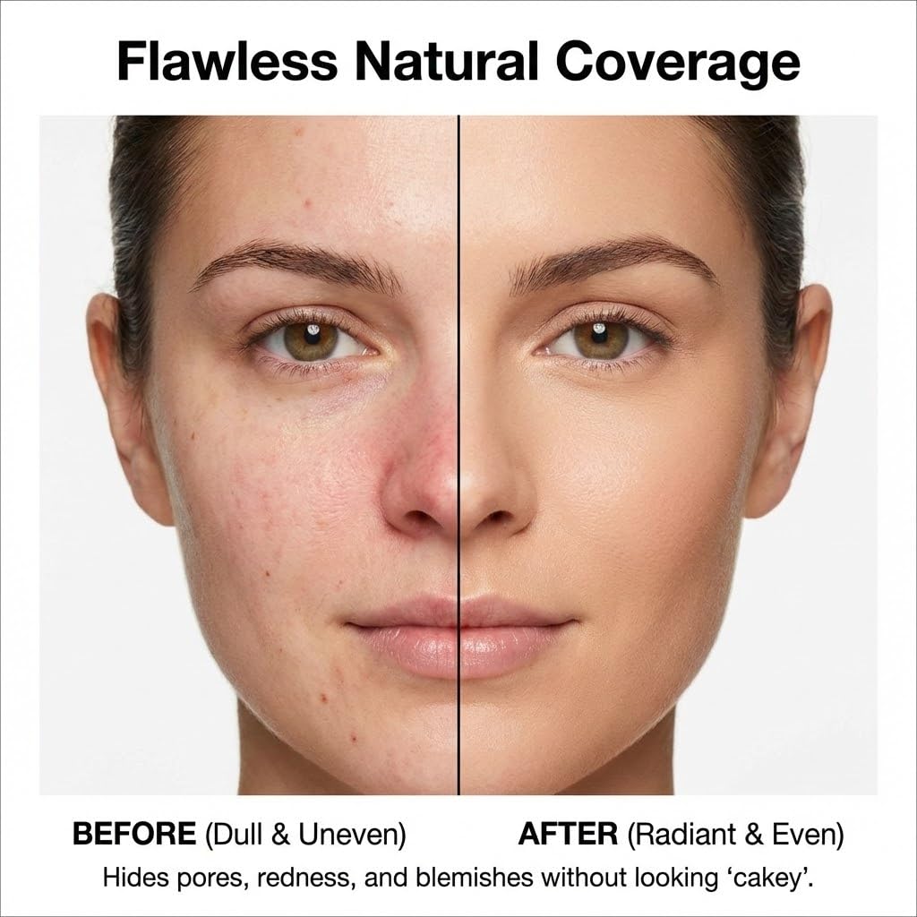 Hydrating Color Changing Foundation for Mature Skin, Lightweight Liquid Makeup with Self-Adjusting Shade for Fair to Medium Tones, Flawless Everyday Finish (1pcs)