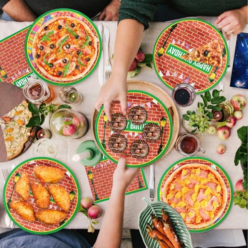 40-Piece Red Brick Wall Birthday Party Set - Plates & Napkins