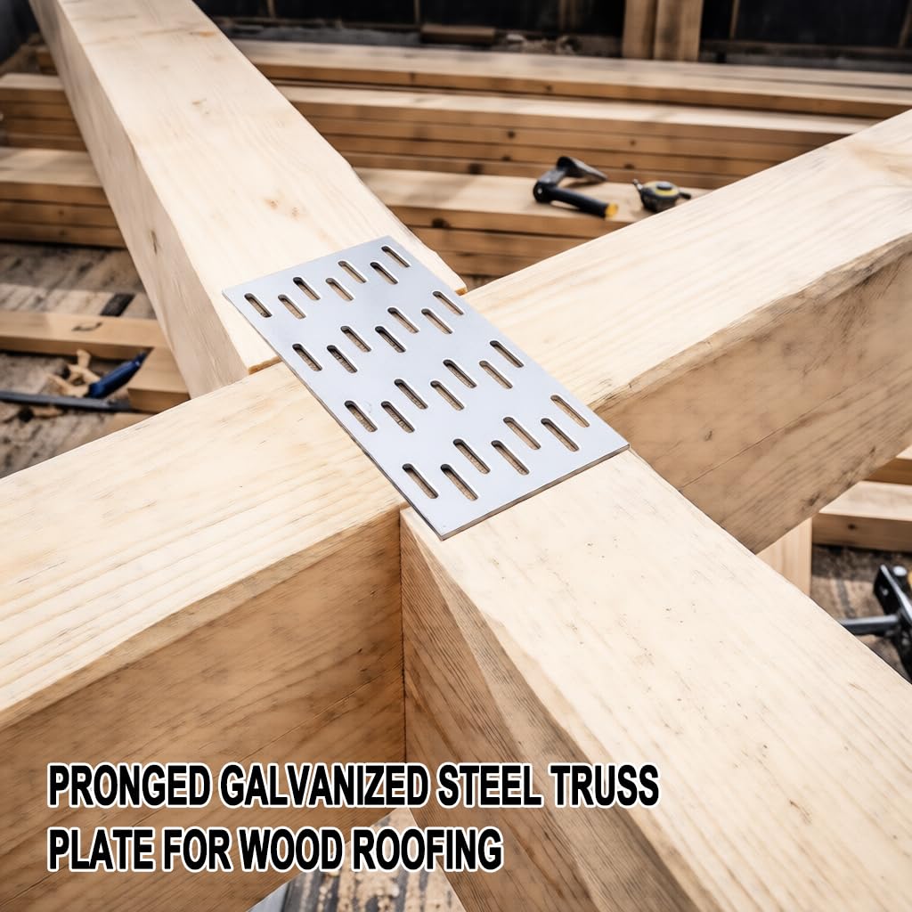 50 Pcs Truss Plates 2x4 Inch, Pronged Galvanized Steel Mending Plates