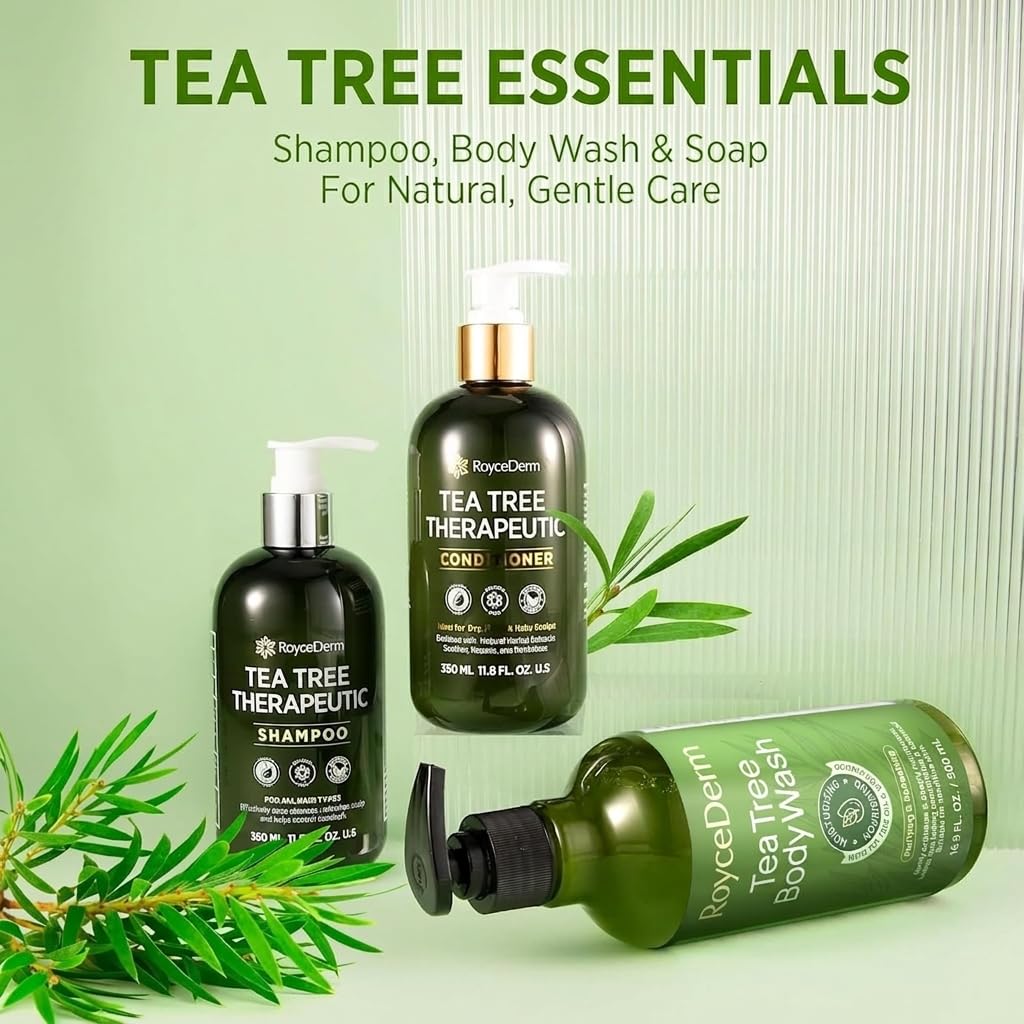 Tea Tree Shampoo - Anti-Dandruff Scalp Care for Dry, Itchy Hair | Paraben & Sulfate Free, 2 Pack