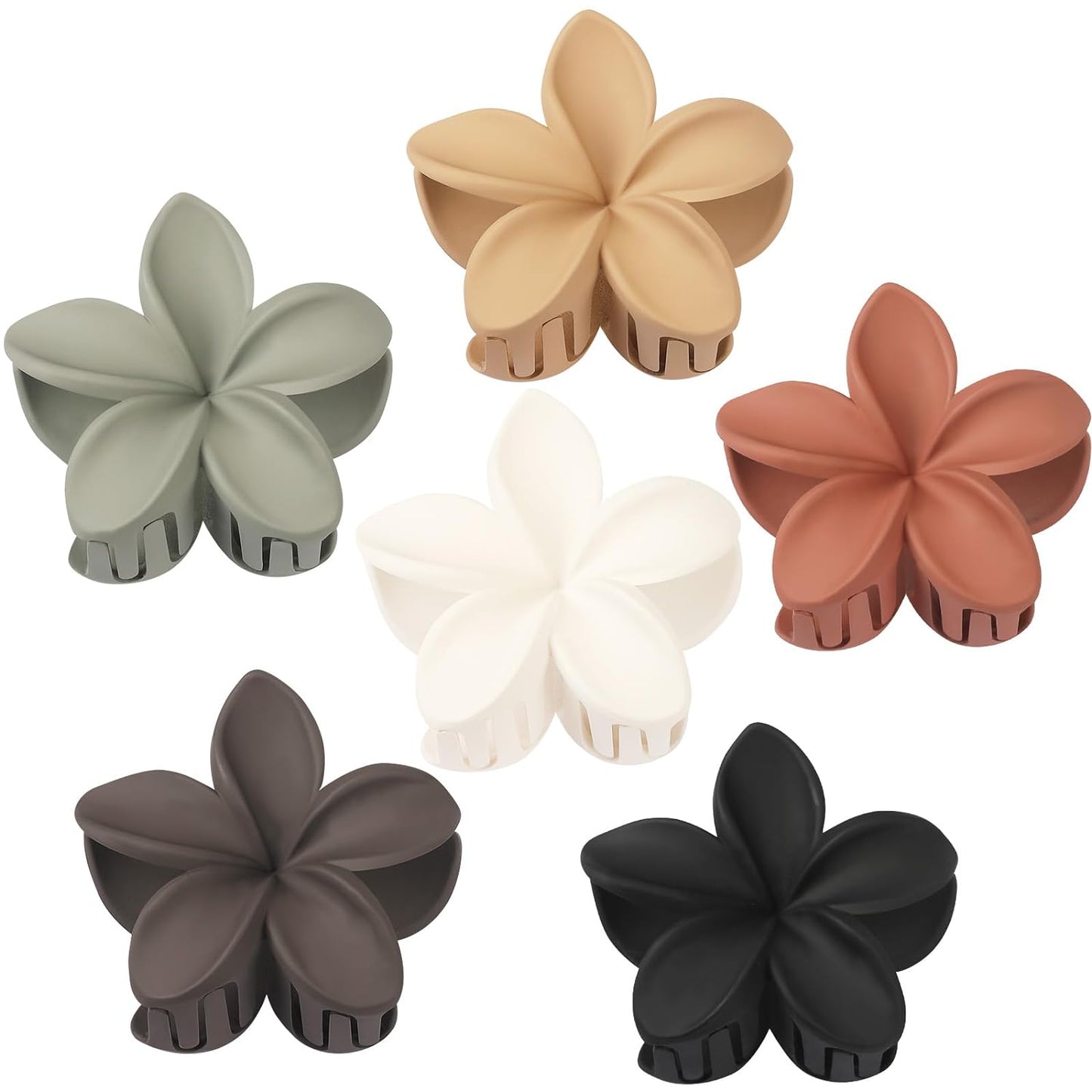 Large Flower Claw Hair Clips - 6 Pcs Hawaiian Style for Thick & Medium Hair | Beach Accessories for Women & Girls