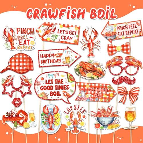 25Pcs Lobster Theme Photo Booth Props for Parties